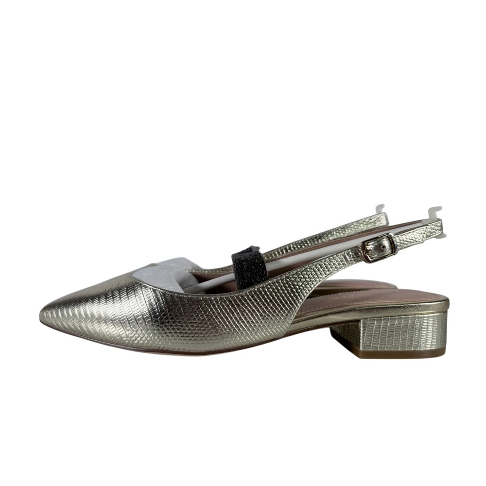 Cole Haan‎ Women's Mazie Slingback Flat Loafer Gold Lizard Print Leather 7.5